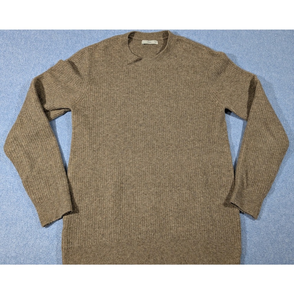 Mango Man Brown Ribbed Crewneck Sweater Mens Small 77036705 Knit Pullover